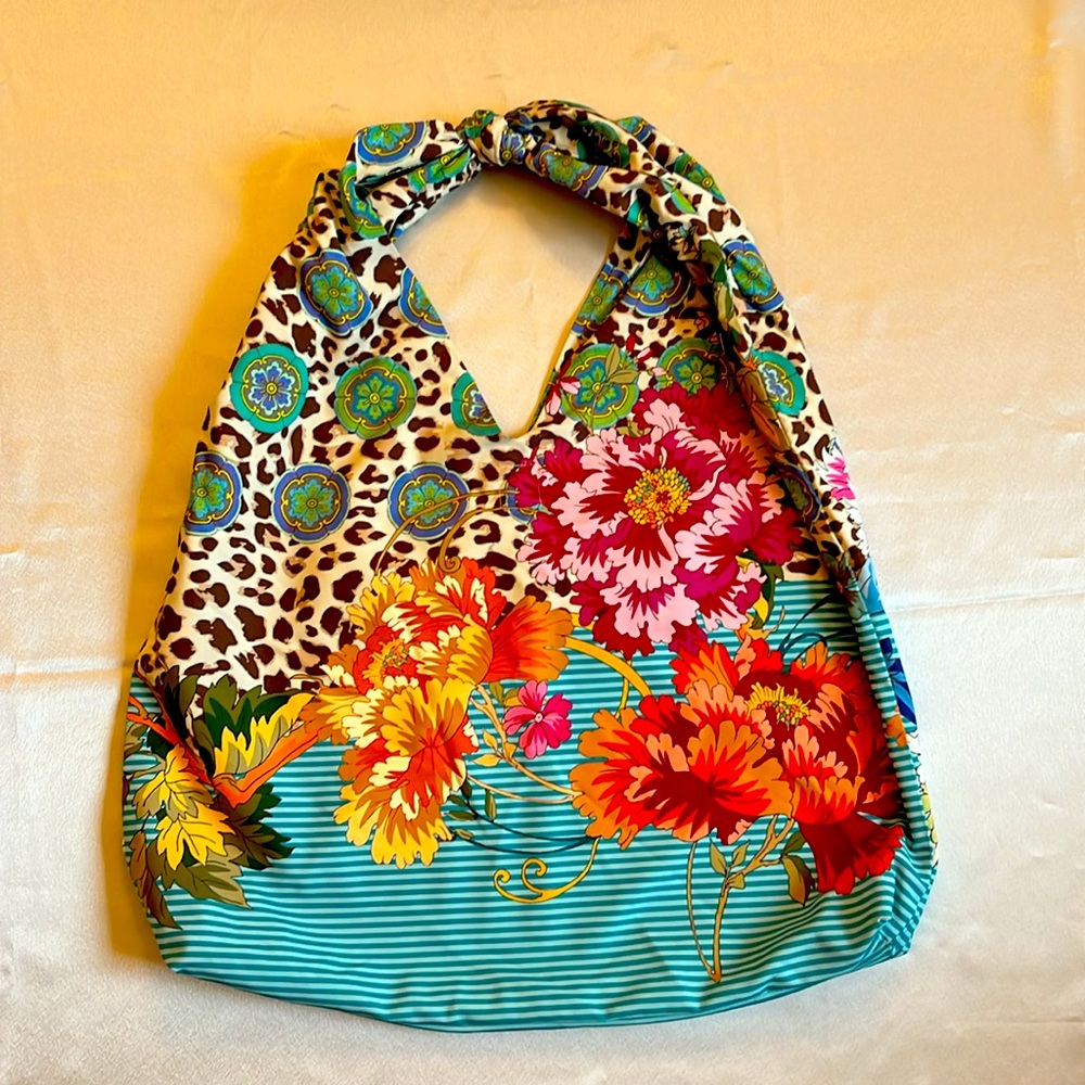 Johnny Was Floral Leopard Print Bag
